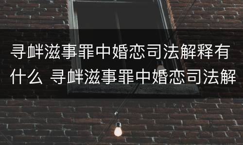 寻衅滋事罪中婚恋司法解释有什么 寻衅滋事罪中婚恋司法解释有什么区别