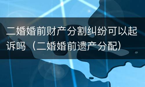二婚婚前财产分割纠纷可以起诉吗（二婚婚前遗产分配）