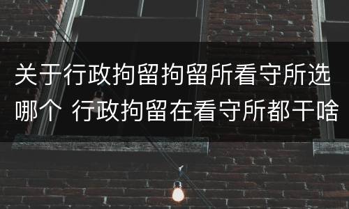 关于行政拘留拘留所看守所选哪个 行政拘留在看守所都干啥