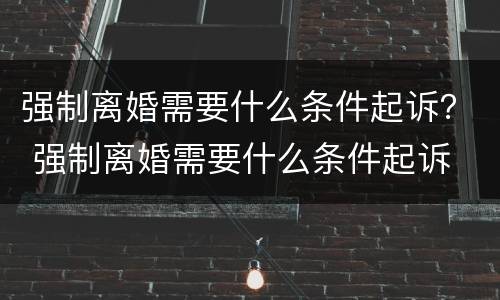 强制离婚需要什么条件起诉？ 强制离婚需要什么条件起诉