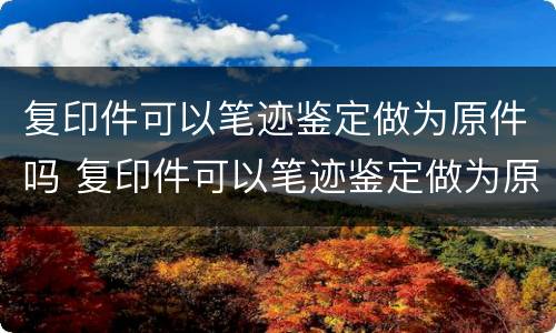 复印件可以笔迹鉴定做为原件吗 复印件可以笔迹鉴定做为原件吗对吗