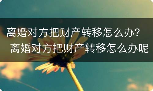 离婚对方把财产转移怎么办？ 离婚对方把财产转移怎么办呢