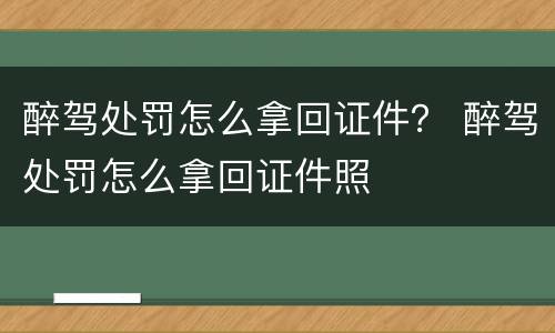 醉驾处罚怎么拿回证件？ 醉驾处罚怎么拿回证件照