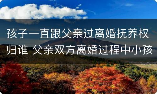孩子一直跟父亲过离婚抚养权归谁 父亲双方离婚过程中小孩归谁抚养