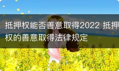抵押权能否善意取得2022 抵押权的善意取得法律规定