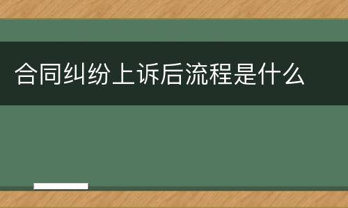 合同纠纷上诉后流程是什么