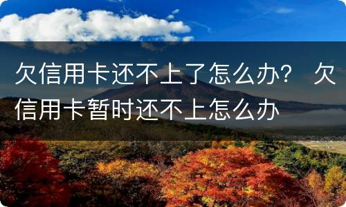 欠信用卡还不上了怎么办？ 欠信用卡暂时还不上怎么办