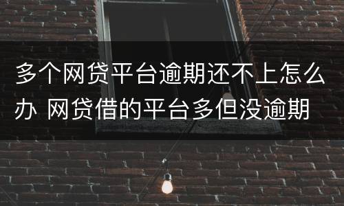 多个网贷平台逾期还不上怎么办 网贷借的平台多但没逾期