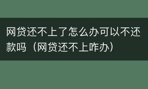 网贷还不上了怎么办可以不还款吗（网贷还不上咋办）