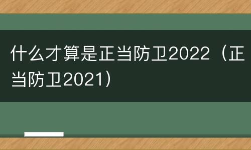 什么才算是正当防卫2022（正当防卫2021）