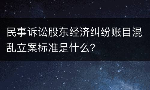 民事诉讼股东经济纠纷账目混乱立案标准是什么？