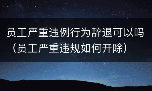 员工严重违例行为辞退可以吗（员工严重违规如何开除）