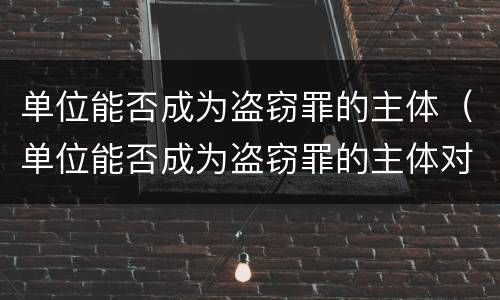 单位能否成为盗窃罪的主体（单位能否成为盗窃罪的主体对象）