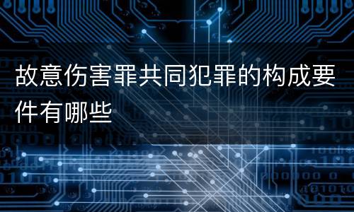 故意伤害罪共同犯罪的构成要件有哪些
