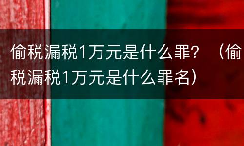 偷税漏税1万元是什么罪？（偷税漏税1万元是什么罪名）