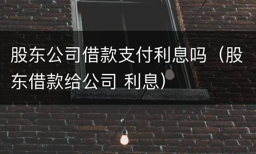 股东公司借款支付利息吗（股东借款给公司 利息）