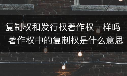 复制权和发行权著作权一样吗 著作权中的复制权是什么意思