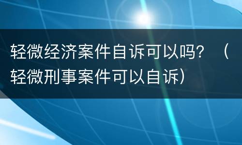 轻微经济案件自诉可以吗？（轻微刑事案件可以自诉）