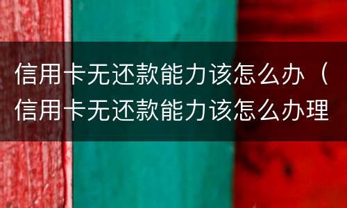 信用卡无还款能力该怎么办（信用卡无还款能力该怎么办理）