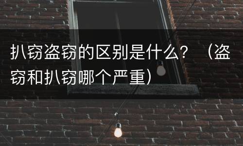 扒窃盗窃的区别是什么？（盗窃和扒窃哪个严重）