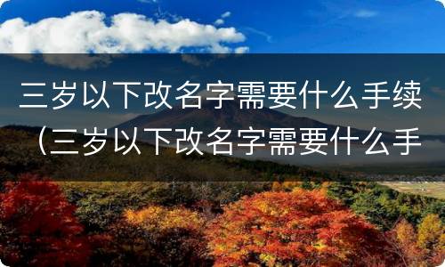 三岁以下改名字需要什么手续（三岁以下改名字需要什么手续和费用）