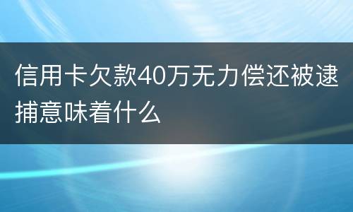 信用卡欠款40万无力偿还被逮捕意味着什么