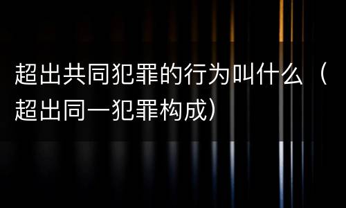 超出共同犯罪的行为叫什么（超出同一犯罪构成）