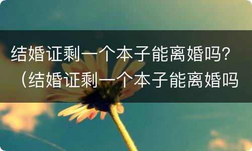 结婚证剩一个本子能离婚吗？（结婚证剩一个本子能离婚吗怎么办）