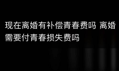 现在离婚有补偿青春费吗 离婚需要付青春损失费吗