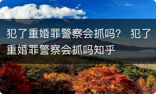 犯了重婚罪警察会抓吗？ 犯了重婚罪警察会抓吗知乎