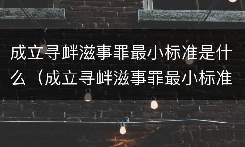 成立寻衅滋事罪最小标准是什么（成立寻衅滋事罪最小标准是什么呢）