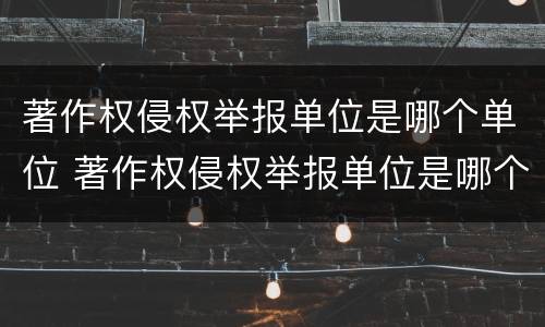 著作权侵权举报单位是哪个单位 著作权侵权举报单位是哪个单位负责