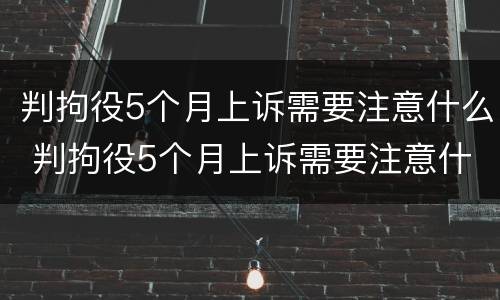 判拘役5个月上诉需要注意什么 判拘役5个月上诉需要注意什么吗