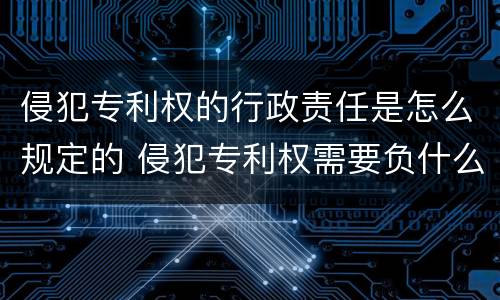侵犯专利权的行政责任是怎么规定的 侵犯专利权需要负什么责任