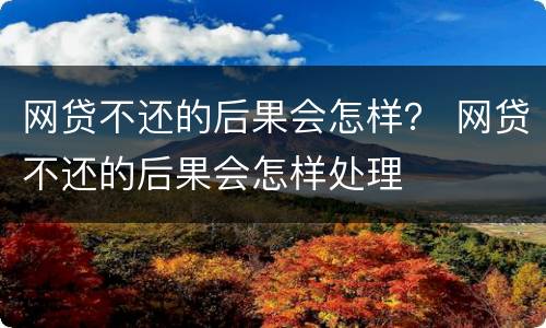 网贷不还的后果会怎样？ 网贷不还的后果会怎样处理