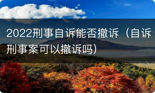 2022刑事自诉能否撤诉（自诉刑事案可以撤诉吗）