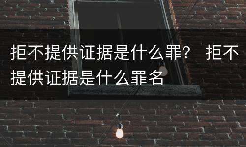 拒不提供证据是什么罪？ 拒不提供证据是什么罪名