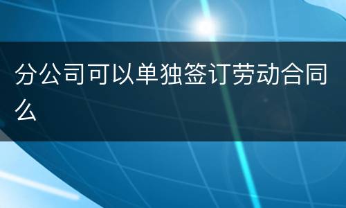 分公司可以单独签订劳动合同么
