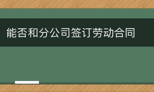 能否和分公司签订劳动合同