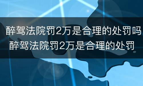 醉驾法院罚2万是合理的处罚吗 醉驾法院罚2万是合理的处罚吗知乎