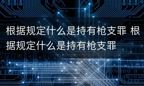 根据规定什么是持有枪支罪 根据规定什么是持有枪支罪