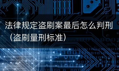 法律规定盗刷案最后怎么判刑（盗刷量刑标准）