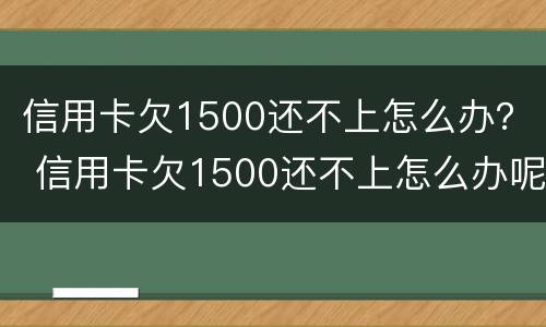 信用卡欠1500还不上怎么办？ 信用卡欠1500还不上怎么办呢