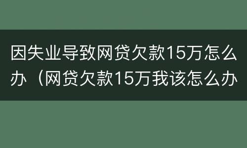 因失业导致网贷欠款15万怎么办（网贷欠款15万我该怎么办）