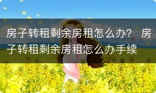 房子转租剩余房租怎么办？ 房子转租剩余房租怎么办手续