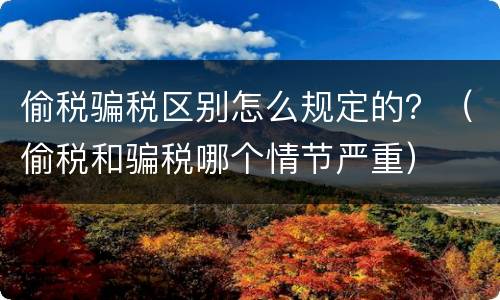 偷税骗税区别怎么规定的？（偷税和骗税哪个情节严重）