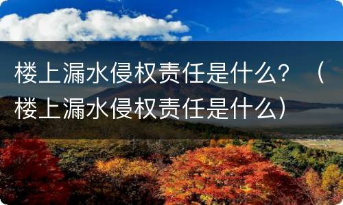 楼上漏水侵权责任是什么？（楼上漏水侵权责任是什么）