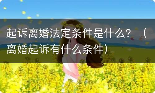 起诉离婚法定条件是什么？（离婚起诉有什么条件）