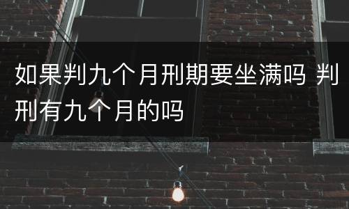 如果判九个月刑期要坐满吗 判刑有九个月的吗