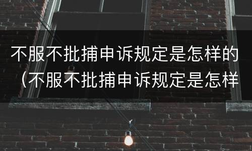 不服不批捕申诉规定是怎样的（不服不批捕申诉规定是怎样的案例）